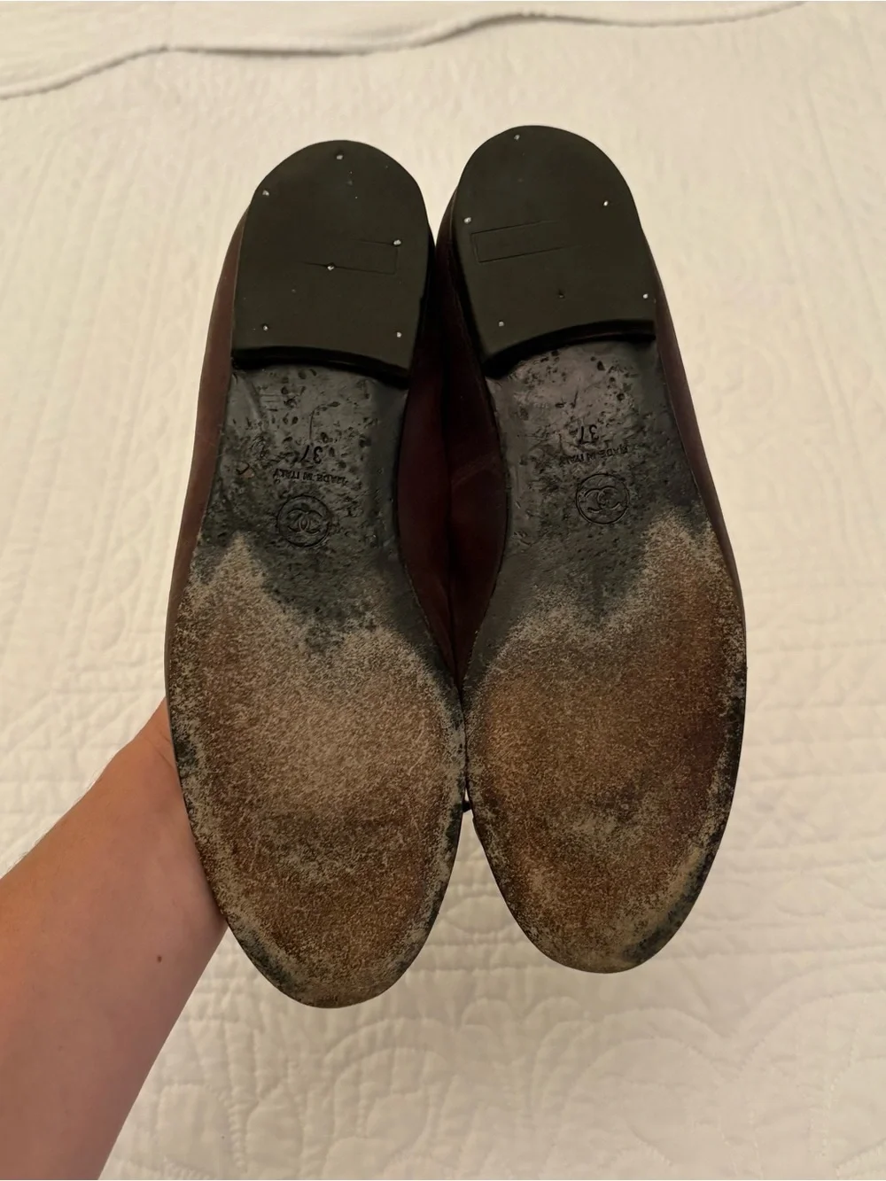 Chocolate brown chanel ballet flats size 37